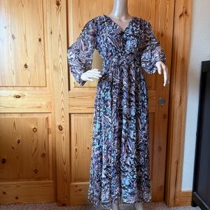 Destiny 365 Maxi Dress Floral Layered Fairy Feminine Size XXS Oversized Purple
